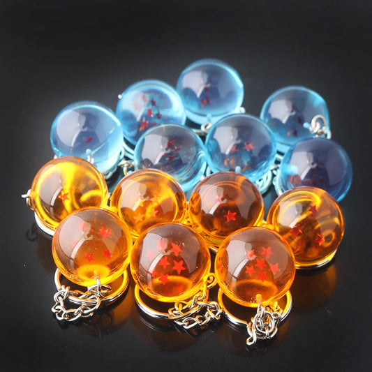 Dragon 1-7 Stars Balls Keychain Blue and Orange